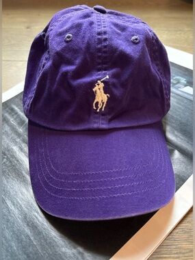 Vintage Polo Ralph Lauren/White Pony Logo Baseball Hat/Cap Buckle Strap Purple